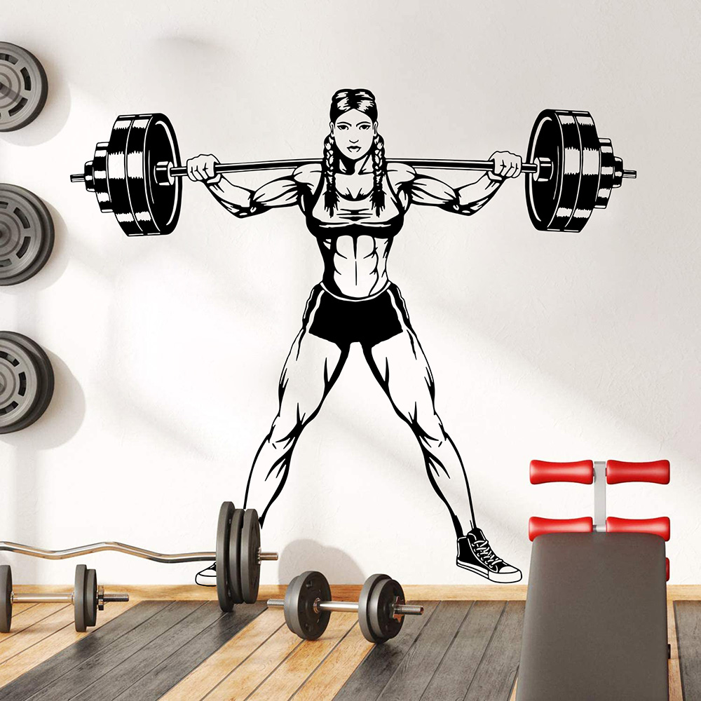 ขนาดใหญ่ผู้หญิง Dumbbells Wall - Heavy Equipment Stickers บทวิจารณ์และราคา